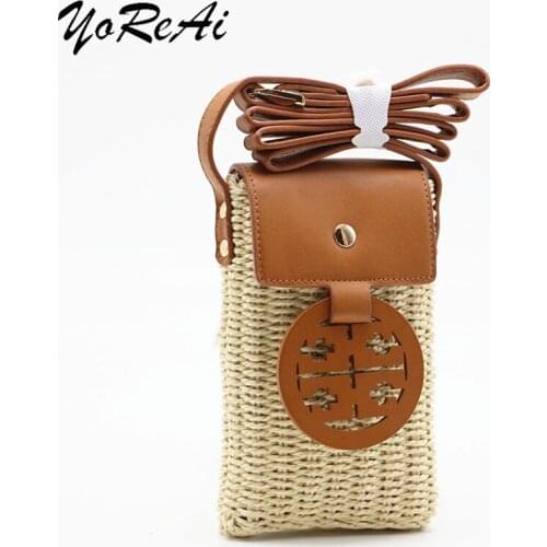 YoReAi Small Cross-body Mobile Phone Shoulder Pack Womens Woven Retro Shoulder Bags 2021New Leather Bags Shoulder Diagonal Bag