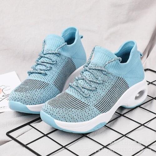Platform women sneakers 2021 ladies casual air cushion sports shoes woman woven breathable leisure walking shoes plus size