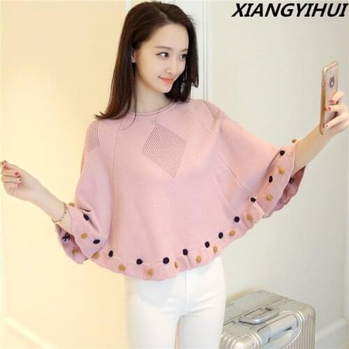 New 2017 Autumn Casual short Female Sweater Coat Batwing Sleeve Womens Ponchoes capes Clothes Pullovers Fashion Clothing