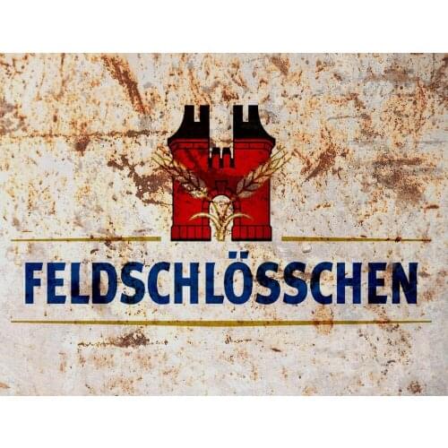 TIN SIGN " Feldschlossen" Beer Mancave Wall Decor Brew Kitchen Brewery Suds Eur