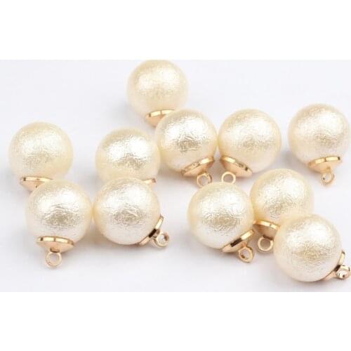 13mm 10pcs Imitation Crimp End Beads Charms Wrinkle Pearl Charms Pendant For Jewelry Making DIY Earrings Findings Accessories