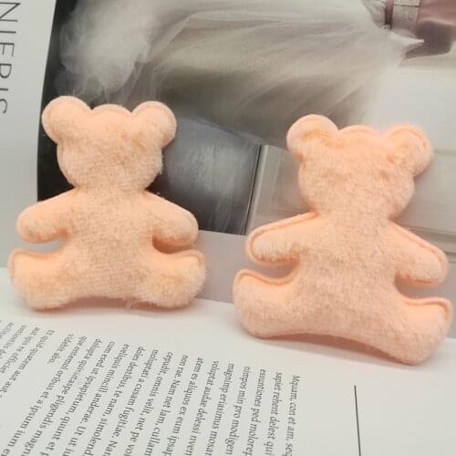 10pcs 2 Side Flat Plush Bear Fabric Patch Baby Cothing Dress Sewing Accessories Chirdren Hair Pins Craft DIY Supplies
