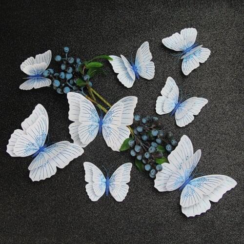 12Pcs Double Layer 3D Butterfly Wall Sticker on The Wall Home Decor Butterflies For Decoration Magnet Fridge Stickers Free Glue