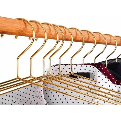 15Pcs Copper Gold Metal Clothes Shirts Hanger with Groove Heavy Duty Strong Coats Hanger Suit Hanger Gold
