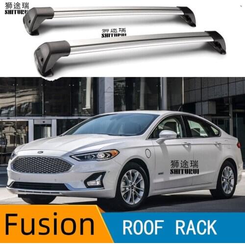 2 pcs For FORD Fusion Sedan 2011+ 2017 2018 roof bar car special aluminum alloy belt lock Led shooting RACK CORSS rack