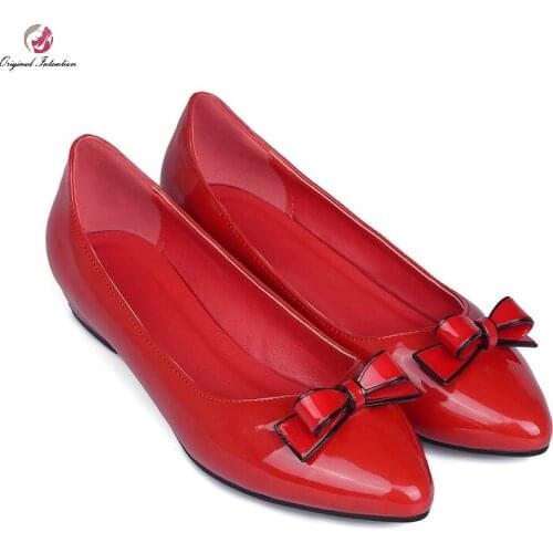2021 Women Pointed Toe Flats Shoes Woman Pu Leather Low Heels Shallow Slip On Bow Knot Casual Shoes Size 42 43 Leisure Loafers