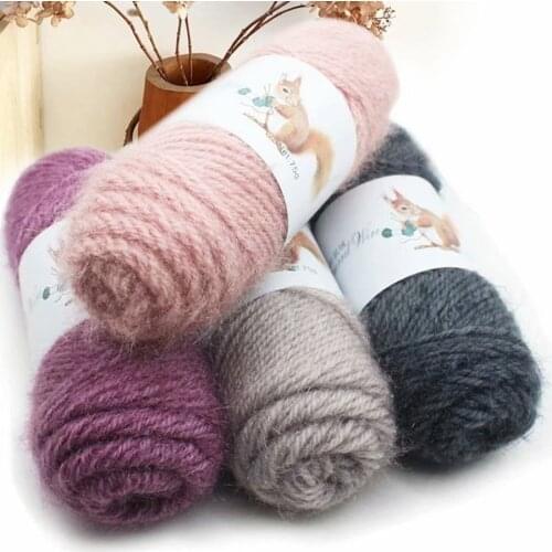 75g Squirrel Cashmere Yarn Faux Mohair Yarn Fashion Crochet Yarn Middle Tick Knitting Skeins for DIY Winter Hat Scarf