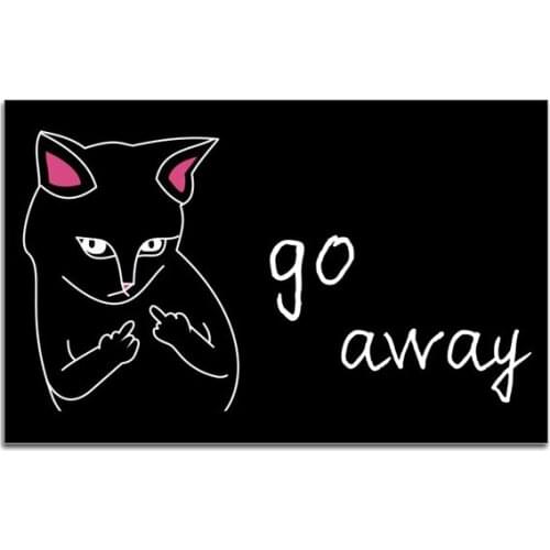 Angry White Cat Go Away Printed Doormat Non-slip Welcome Mats Rugs