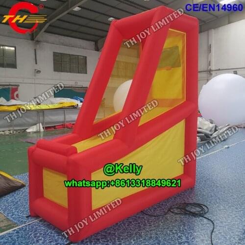 Free door shipping 2.3x1x2.6mH cheap inflatable basketball hoop toss game for sale, small balls tossing inflatable carnival game