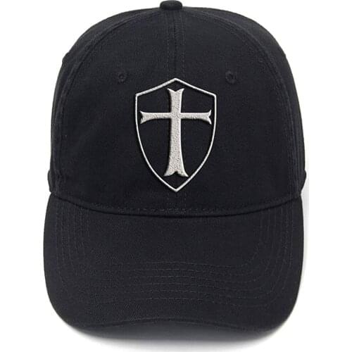 Lyprerazy Templar Shield Christian Knight Order Washed Cotton Adjustable Men Women Flock Printing Baseball Cap