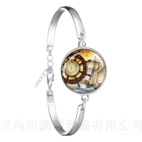 Compass Bracelet Vintage Nautical Style Old World Sailing Charm For Nautical Chain Bracelet Birthday Anniversaries Gift