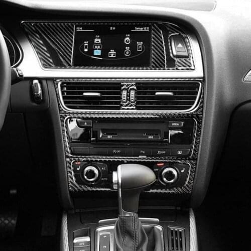 For Audi A4 A5 S5 Carbon Fiber Center Console CD Panel Air Outlet Cover Trim Dashboard Interior Mouldings Car-styling