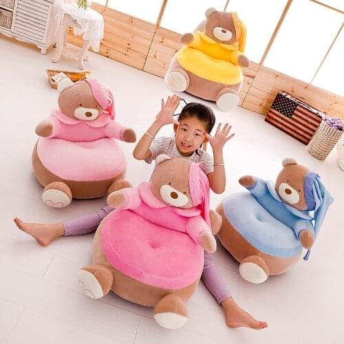 50cm 4 Colors Unstuffed Only Cover No Filling Baby Seats Children Sofa Skin Carrier Toddler Teddy Bear Skin Cartoon Seat Cover