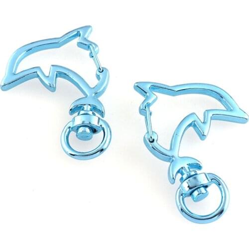Dolphins Shaped Swivel Clasps Blue Lobster Clasps Key Chain Lanyard Clasps Swivel Snap Hooks Trigger Hooks Bags Connector
