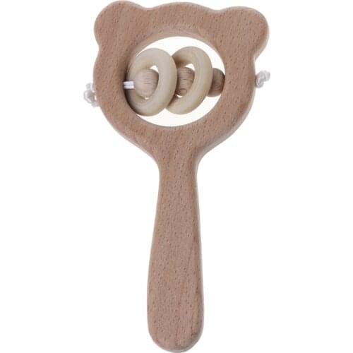 Baby Beech Wooden Rattle Teethers Montessori Toys Wooden Baby Rattle Teether
