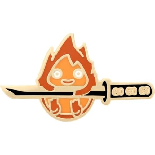 Calcifer Samurai Ghibli Enamel Pin