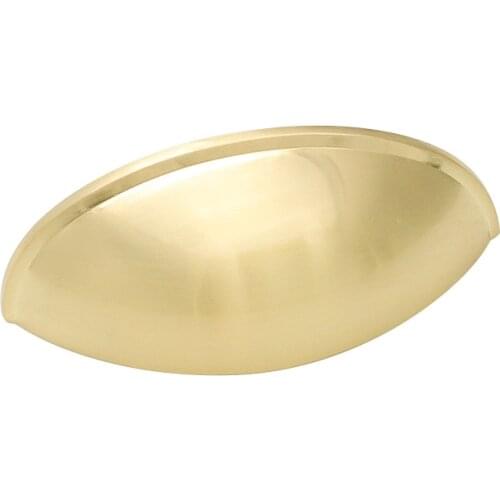 Brushed Brass Cabinet Hardware Bin Cup Drawer Pulls Cup Drawer Pull Kitchen Cabinet Handles 3" Inch (76mm) Hole Centers Handle