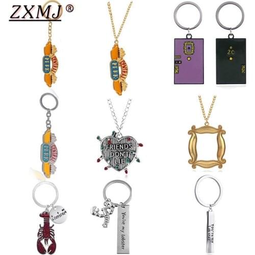 ZXMJ Hot TV Friends Necklace Pendant Central Perk rahmen lobster teapot love Keychain Keyring Charm Jewelry For Fans Gift New