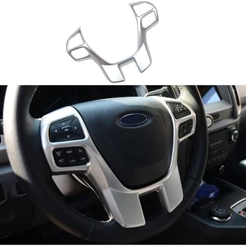 Chrome Steering Wheel Frame Cover Decorator Panle Fit For Ford Ranger Everest Endeavour 2015 2016 2017 2018 2019 2020 2021