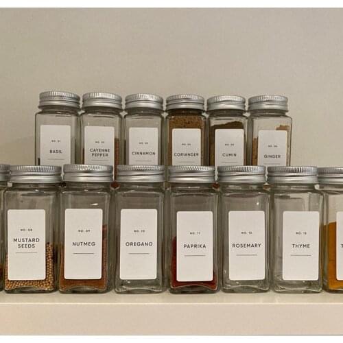 Customize Minimalist Spice Labels Rectangle Modern Kitchen Storage Labels Waterproof Oil Proof Adhesive Sticker