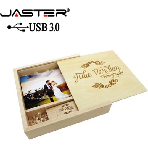 JASTER USB 3.0 Photo Album Wood usb+Box usb flash drive Memory stick Pendrive 4GB 16GB 32GB 64GB Photography gift 1PCS free logo