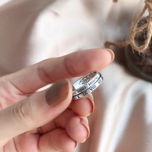 Yungqi Punk Engraving Ring Vintage Roman Numerals Cool Rings for Men Women Finger Adjustable Fashion Anillos Mujer Jewelry