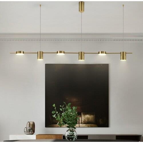 Geometric Line Kitchen Chandelier Nordic Post-modern 3/5/6 Light Bar Restaurant Table Dining Room Led Long Pendant Chandeliers