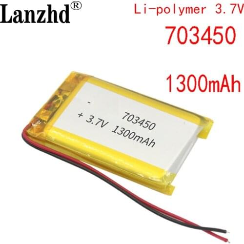 5-80pcs 3.7V Li-Po MP3 battery lithium polymer battery 703450 073450 1300mAh With PCB For DVD MP3 MP4 MP5 GPS Power Bank