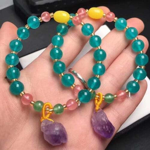 Fashion Bracelet Natural Semi-precious Stone White Jade Pulp Tianhe Shi Yu Pulp Amethyst Lap Bracelets Paragraphs Female Gifts