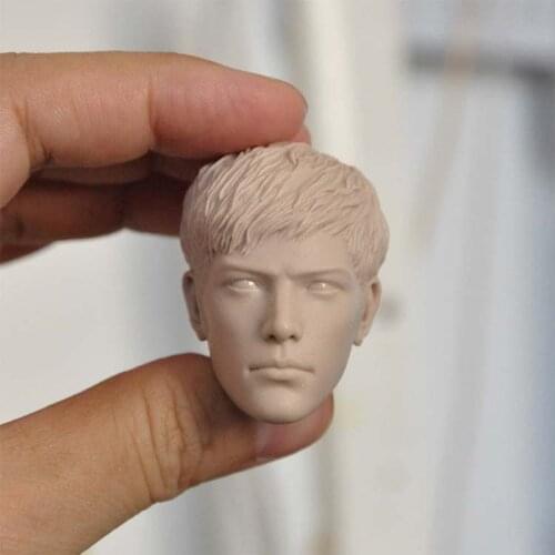 Unpainted 1/6 Male Soldier Head Sculpt Carving Model Fit 12'' Action Figure for Painting Exercise DIY