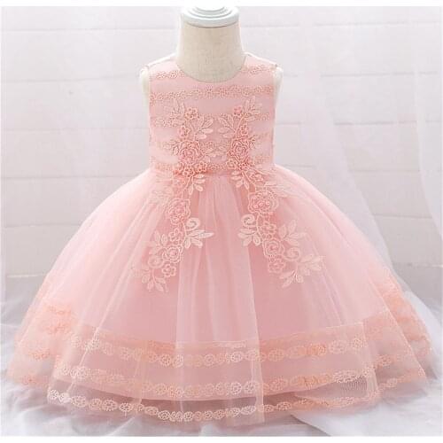 2020 New Flower Toddler Baby Girl Dress 9M-24M Lace Petal Elegant Baby Girls Birthday Vestido Wedding Party Princess Dresses