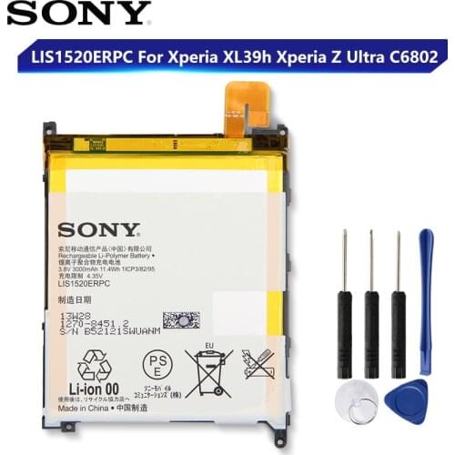 Original Replacement Sony Battery For SONY XL39h Xperia Z Ultra C6802 Togari L4 ZU C6833 LIS1520ERPC Genuine Battery 3000mAh