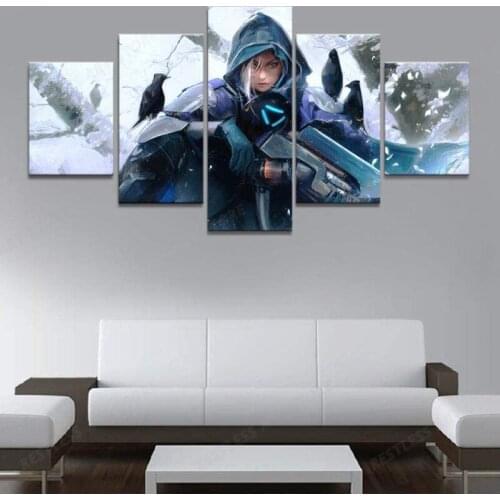 Prints on Canvas 5 Pieces Ana Amari Overwatch Game Poster Hd Printed Living Room Pictures Painting Home Decor