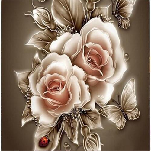 5D DIY diamond painting pink butterfly round diamond embroidery rose flower complete mosaic design cross stitch home decoration