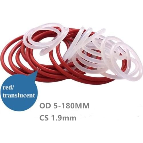 Custom CS 1.9mm VMQ O Rings 100x Silicon Rubber Washer Gasket OD 5m - 170mm Heat Resist White Red