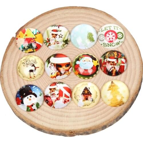 Reidgaller mixed tree snowman girl photo round dome christmas glass cabochon 25mm 20mm 12mm 18mm diy flatback jewelry findings
