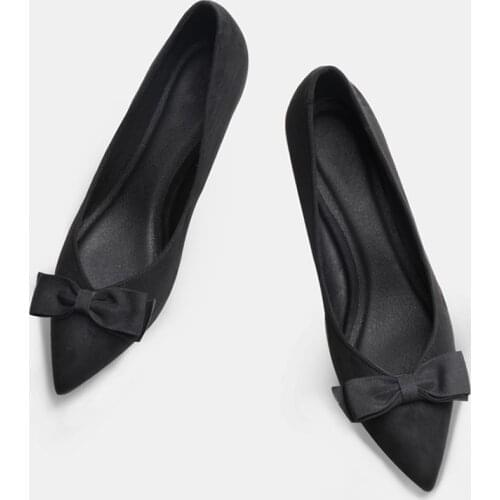 Size33-42 Bowknot Heels Shoes Women Fashion Classic Pumps Party Office Work Shoes Female Pointed Toe Slip on Dress Shoes6CM/8 CM