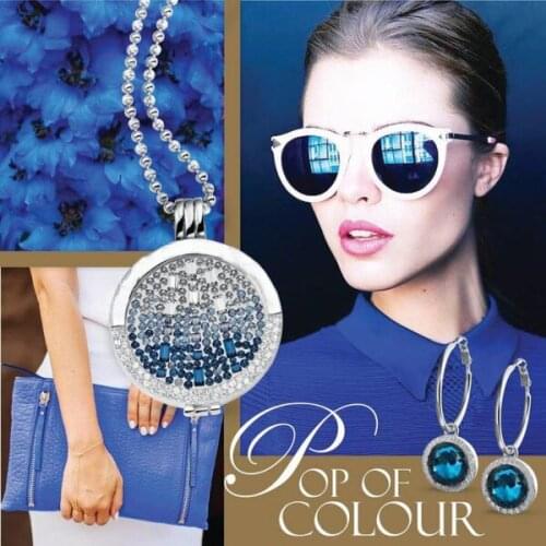 Vinnie Design Jewelry Pacific Blue Cascada Disc Coin+Deluxe Silver Color Moneda Coin Pendant+80cm Ball Chain