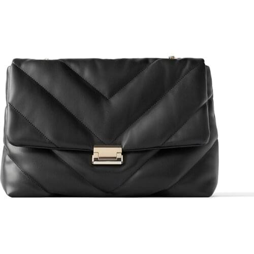 28CM PU Leather Shoulder Bag for Women Autumn Designer Soft Crossbody Bags Solid Color Chain Hand Bag