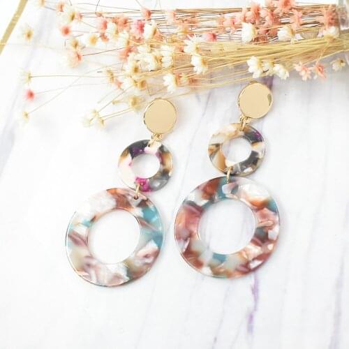 Geometric Acrylic Fashion Statement Drop Earrings For Women Bohemia Resin Circle Dangle Earring 2020 Brincos Wedding Jewelry