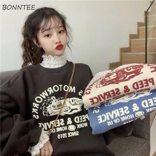 3 Colors Hoodies Women Print Korean Style Chic Trendy College Students All-match Leisure Fake Two Pieces Ulzzang Spring Autumn
