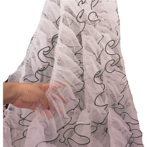 1Yard 91cm Pleated Tulle Lace Fabric Trim Sewing Guipure Craft Supplies Clothing 12cm High Quality Ribbon Organza Lace QT2