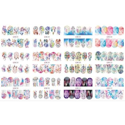 12 Sheets/Lot Nail BN301-312 Hot Fashion Dream Catcher Full Cover Nail Art Water Wraps Sticker Decal For Nail (12 DESIGNS IN 1)