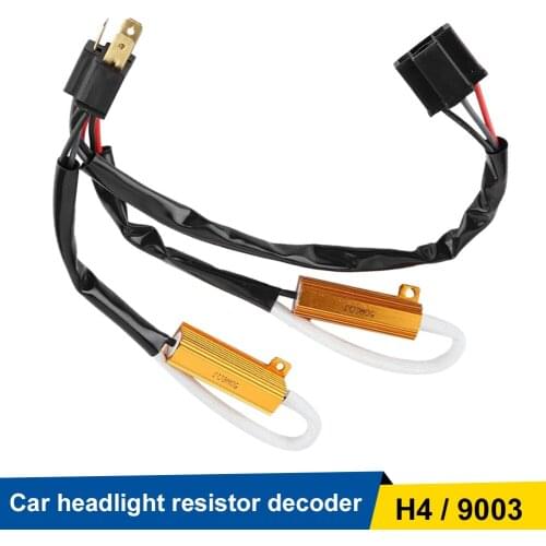 2PCS H4/9003 HID 50W 6ohm/8ohm LED Headlight Bulbs Decoder Error Canceler Dual-Relays Load Resistors H/L Beam H4 9003 9007