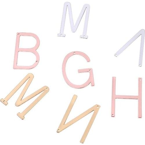 26 A-Z Uppercase Alphabet Pendant Double Hole Customized Pick Letters Rose Gold Silver Charms For DIY Jewelry Necklace Making