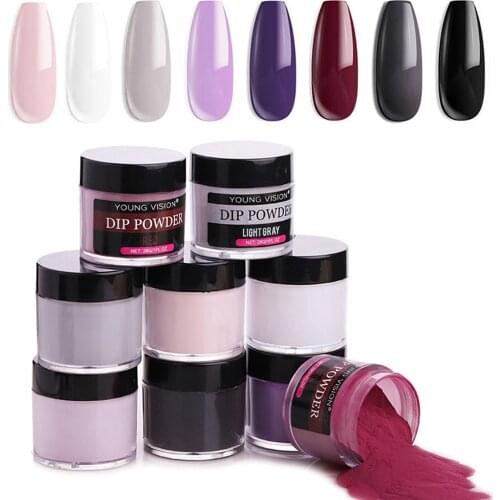 8pcs Dip Powder Kit Elegant 8-color French Elegnent White, Pink,grey,purple,wine Red, Black Nail Glitter Powder Pigment