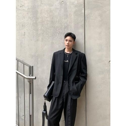 2021 new black structure fall single west blazer shoulder pads jacket fashion temperament tide brand