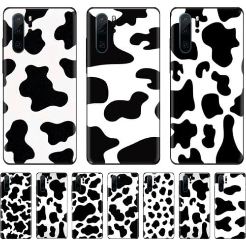 White Black Cow Symbol Pattern Print Phone Case For Huawei P9 P10 P20 P30 Pro Lite smart Mate 10 Lite 20 Y5 Y6 Y7 2018 2019