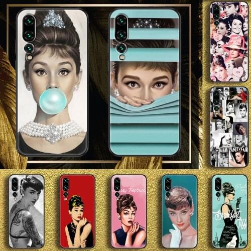 Audrey Hepburn Phone case For Huawei P Mate P10 P20 P30 P40 10 20 Smart Z Pro Lite 2019 black pretty cell cover silicone shell