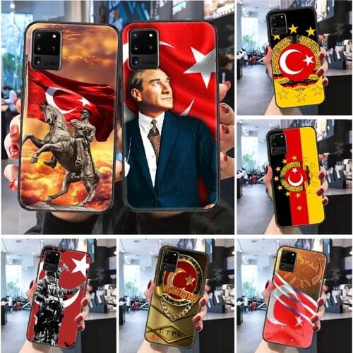 Turkey Mustafa Kemal Ataturk Flag Phone case For Samsung Galaxy Note 4 8 9 10 20 S8 S9 S10 S10E S20 Plus UITRA Ultra black
